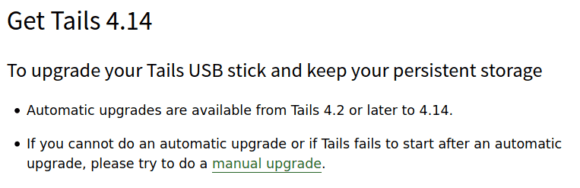 Upgrade auf Tails 4.14 möglich