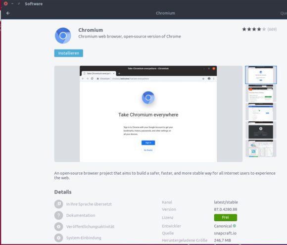 Chromium nur als Snap verfügbar