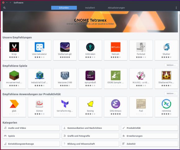 Der Paket-Manager bietet jede Menge Software