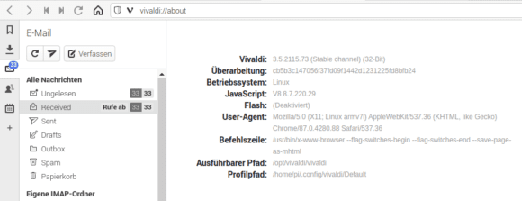 E-Mails mit Vivaldi 3.5 abrufen und lesen