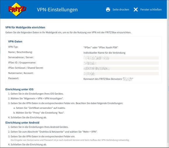 FRITZ!Box VPN – Informationen für den Client
