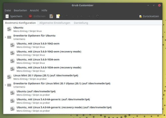 Mit Grub Customizer lässt sich die Reihenfolge bei GRUB einfach ändern