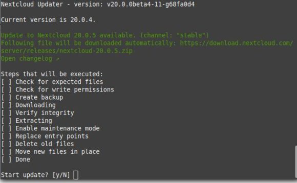 Nextcloud 20 war schnell aktualisiert