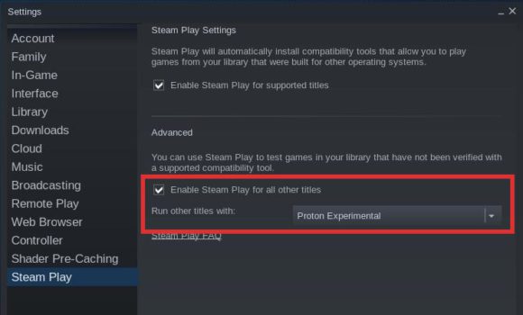 Steam Play für alle anderen Titel aktivieren