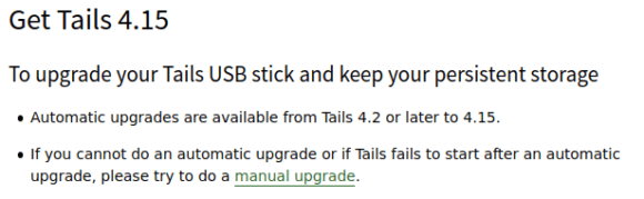 Tails 4.15 – Upgrade möglich
