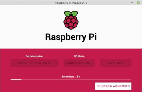 MX-Fluxbox mit Raspberry Pi Imager auf die microSD-Karte schreiben