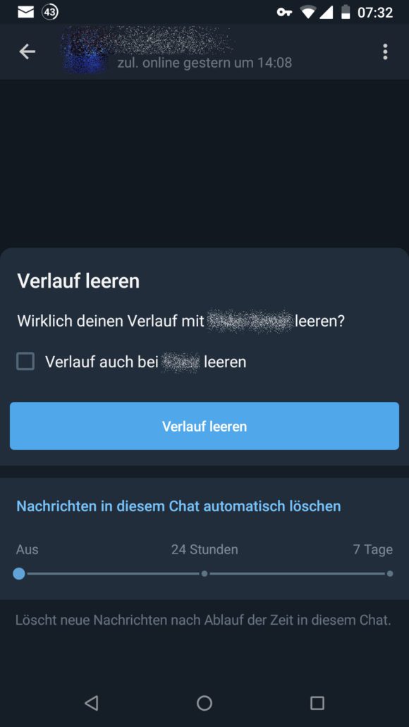 Nachrichten automatisch bei Telegram löschen