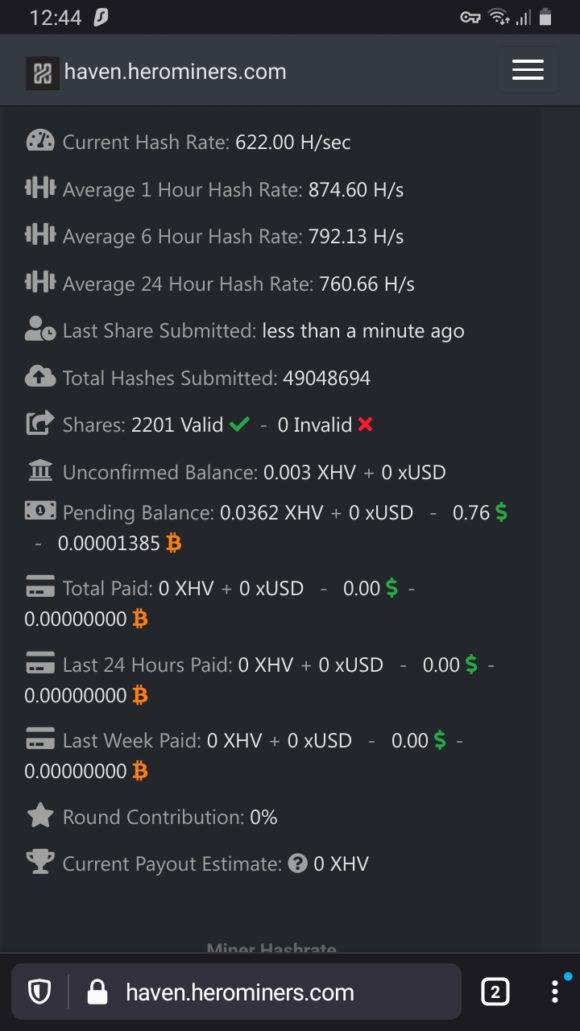 Haven Mining – circa 750 H/s mit meinem Tuxedo Fusion (CUDA)