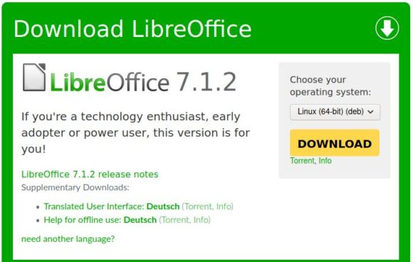 LibreOffice 7.1.2 steht bereit