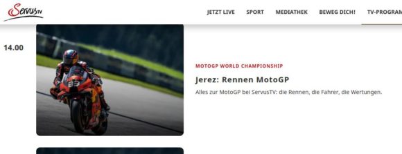 MotoGP kostenloser Livestream via Servus TV