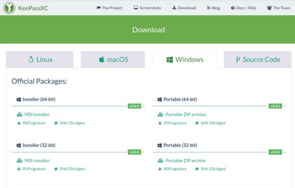 KeePassXC gibt es nur für Windows, macOS und Linux