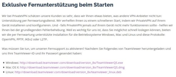 PrivateVPN hilft Dir via Fernwartung beim Einstieg