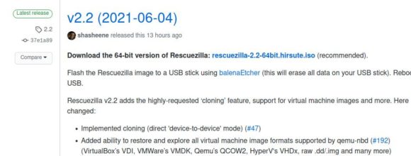 Rescuezilla 2.2 basiert auf Ubuntu 21.04 und kann klonen