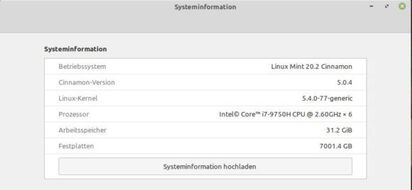 Linux Mint 20.2 Uma mit Cinnamon 5 läuft