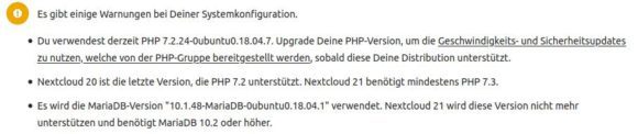 Nextcloud 21 nicht mehr zu PHP 7.2 kompatibel