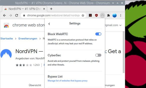 NordVPN Add-on für Chromium