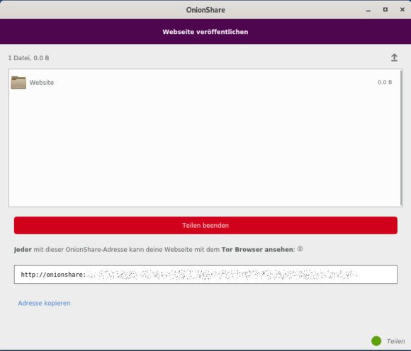 Mit OnionShare eine Website veröffentlichen