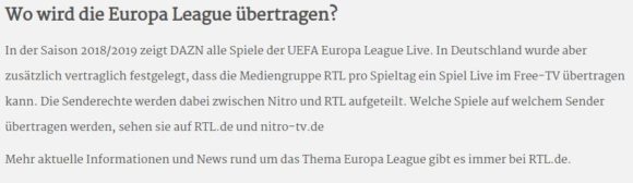 Europa League auf RTL