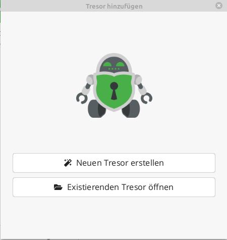 Tresor hinzufügen oder einen vorhandenen Tresor öffnen