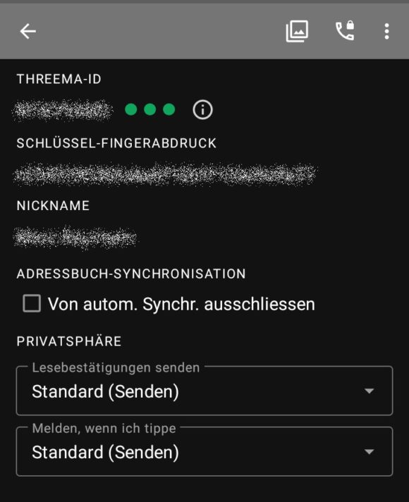 Threema: Privatsphären-Einstellungen pro Kontakt festlegen