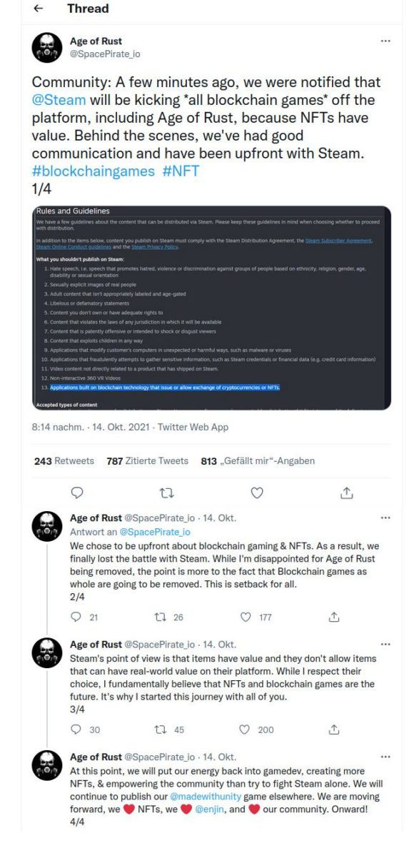 Wegen Kryptowährungen und NFTs wurde Age of Rust aus dem Steam Store genommen