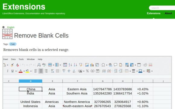 LibreOffice Extension, um leere Zellen zu entfernen