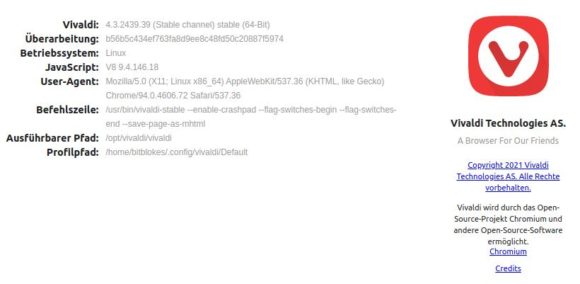 Vivaldi 4.3 unter Linux installiert
