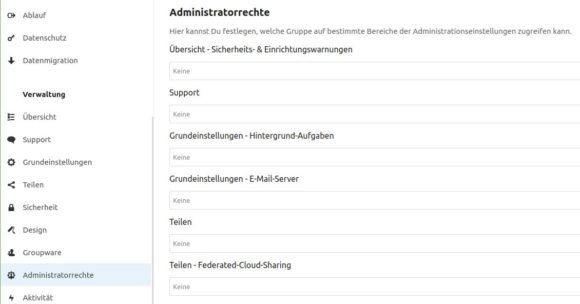 Administratorrechte in NExtcloud Hub II