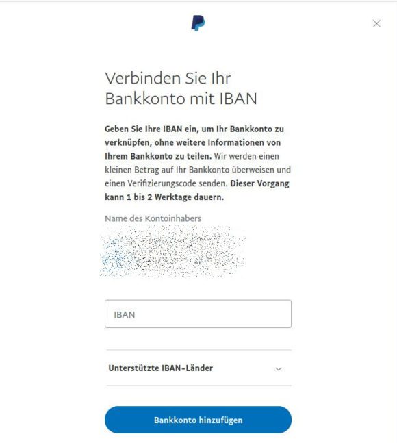 Bankkonto hinzufügen – IBAN eintragen