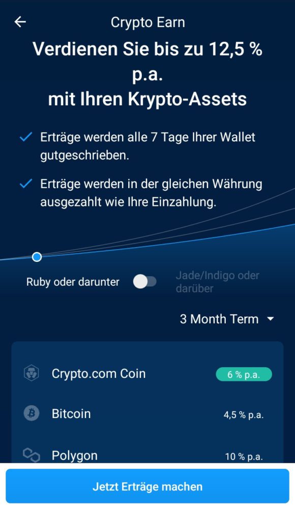 Mit Crypto Earn bis zu 12,5 % Zinsen