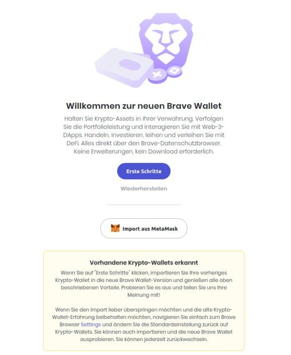 MetaMask erkannt – importieren? Derzeit lieber nicht …