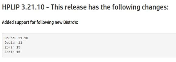 HPLIP 3.21.10 mit Unterstützung für Ubuntu 21.10, Debian 11, Zorin 15 und Zorin 16