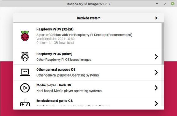 Im Imager findest Du das neue Raspberry Pi OS Bullseye