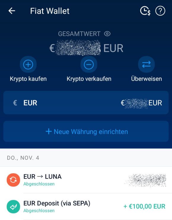 SEPA-Transfer ist abgeschlossen, meine 100 Euro sind da