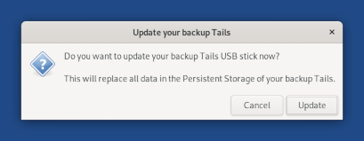 Tails 4.25 mit Backup-Option für den permanenten Speicher