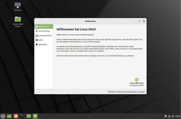 Linux Mint 20.3 Una mit runden Ecken