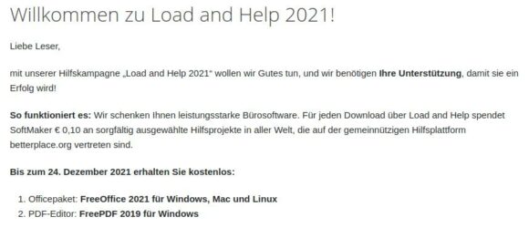 Load and Help 2021 ist gestartet