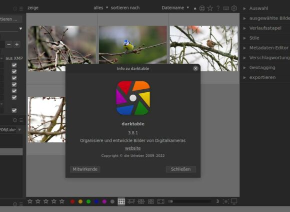 Darktable 3.8.1 ist verfügbar