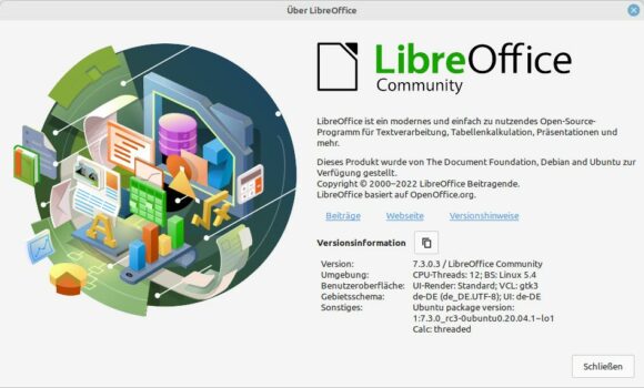 LibreOffice 7.3 Community kam bei mir via Fresh PPA