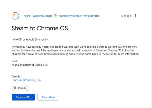 Steam für Chromebooks – Alpha-Version angekündigt
