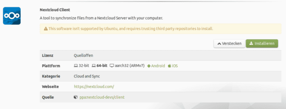 Nextcloud Desktop via Software Boutique installieren