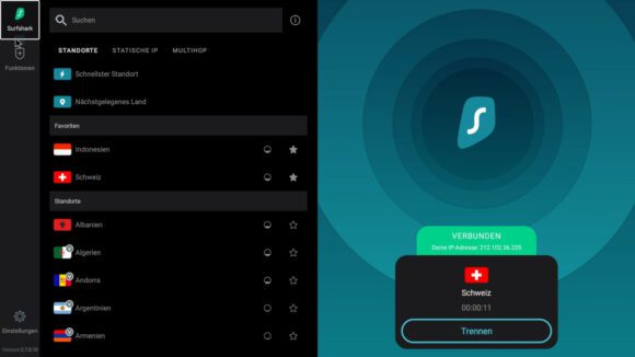 Smart-TV VPN – Surfshark auf einem Android TV installiert