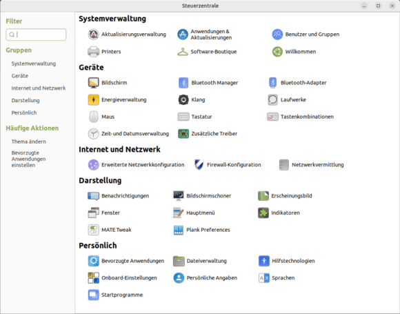 Steuerzentrale von Ubuntu MATE 22.04 LTS