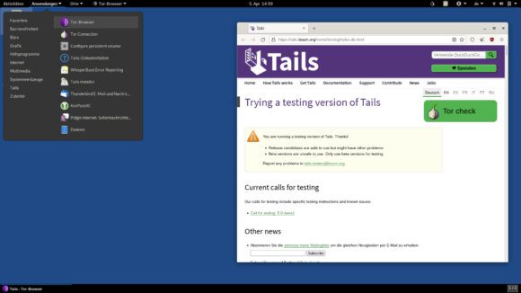 Tor Browser geöffnet