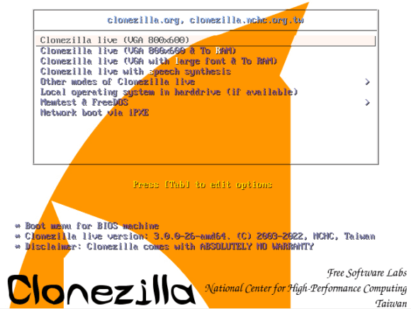 Clonezilla live 3.0.0-26