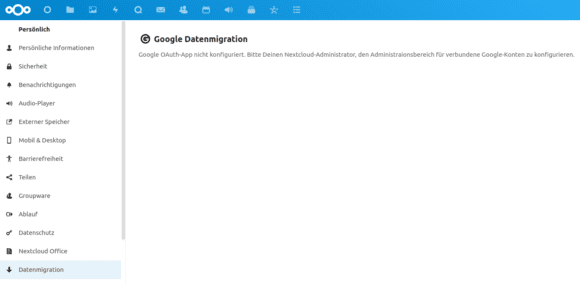 Datenmigration bei Nextcloud 24 – nicht viele Optionen …