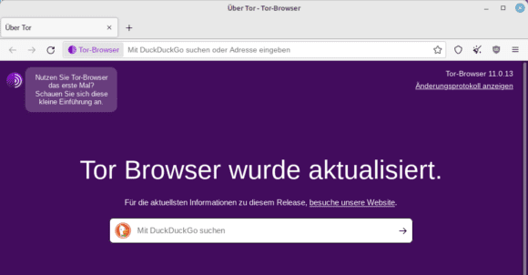 Tor Browser 11.0.13 mit Tor-Version, die Stau-Kontrolle unterstützt