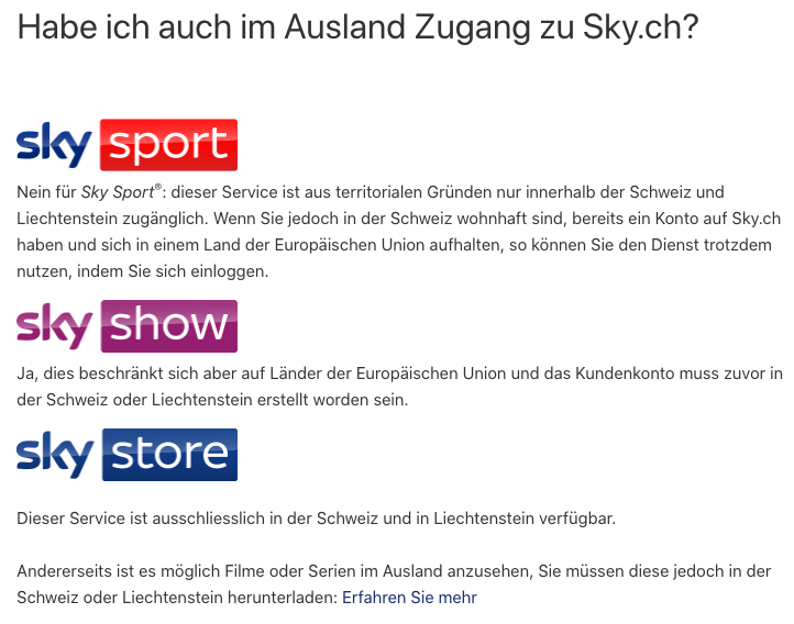 Sky Go im Ausland sehen