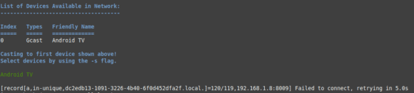 mkchromecast kann sich nicht verbinden