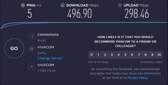 Ein Speedtest beweist die hohen Internetgeschwindigkeiten – so macht Coworking Bansko Spaß